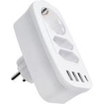 Power Strip With 3 Sockets Max 16A With 3x Usb A, 1x Typ C Ports E06 White OEM