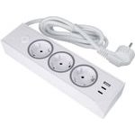 Power Strip With 3 Sockets Max 3680W, 1xUsb A, 2x Type C 25W Ports With 1,5m Power Cable E59 White OEM
