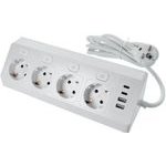 Power Strip With 4 Sockets Max 3680W, 2xUsb A, 2x Type C Ports With 2m Power Cable E42 White OEM