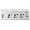 Power Strip With 4 Sockets Max 3680W, 2xUsb A, 2x Type C Ports With 2m Power Cable E42 White OEM