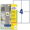Avery Zweckform Labels 105mm x 148mm, A4, white, 4 labels, Higly adhesive, Packed By 20 pcs, For Laser And Inkjet Printe - (L7876-20)