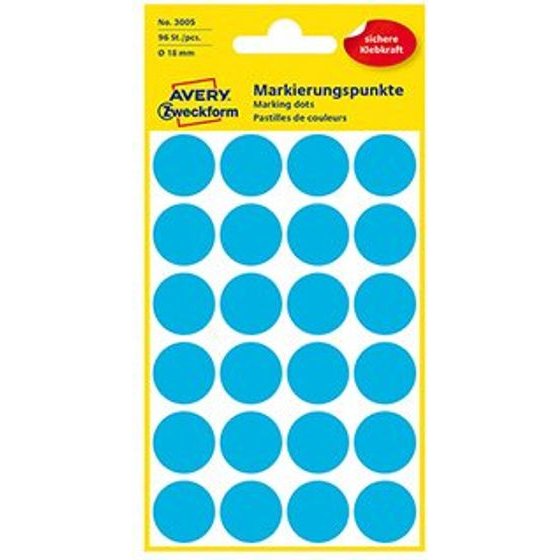 Avery Zweckform Labels 18mm, blue, 24 labels, marking, Packed By 4 pcs, For Hand Description - (3005)