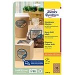 Avery Zweckform Labels 60mm, A4, Natural brown, 12 labels, Packed By 25 pcs, For Laser And Inkjet printers, Copiers - (L7106-25)