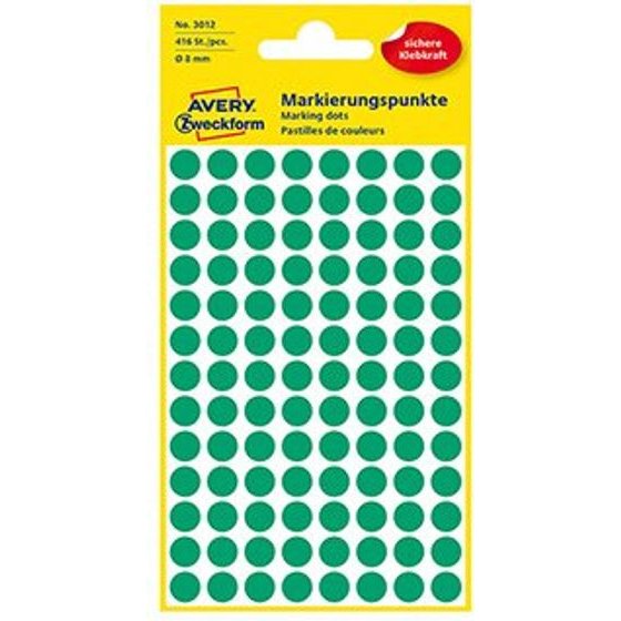 Avery Zweckform Labels 8mm, green, 104 labels, marking, Packed By 4 pcs, For Hand Description - (3012)