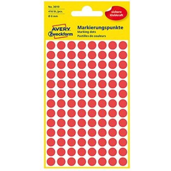Avery Zweckform Labels 8mm, red, 104 labels, marking, Packed By 4 pcs, For Hand Description - (3010)