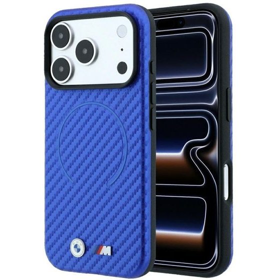 BMW Etui M Carbon Printed Ring Magsafe Do Iphone 18 Pro / 17 Pro Niebieski - (BMHMP18L26SWPCMBB)