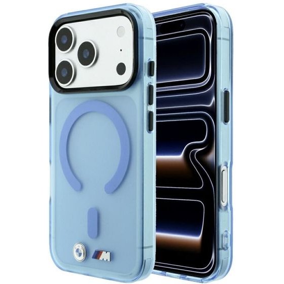 BMW Etui M Iml Frosted Metal Logo & Trims Magsafe Do Iphone 18 Pro / 17 Pro Niebieski - (BMHMP18L26HTFMILB)