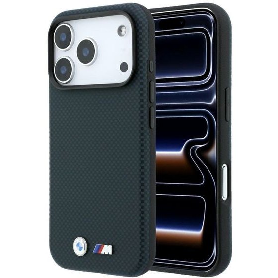 BMW Etui M Quadrille Kevlar Metal Logo Magsafe Do Iphone 18 Pro / 17 Pro Granatowy - (BMHMP18L25SWPUKEV)