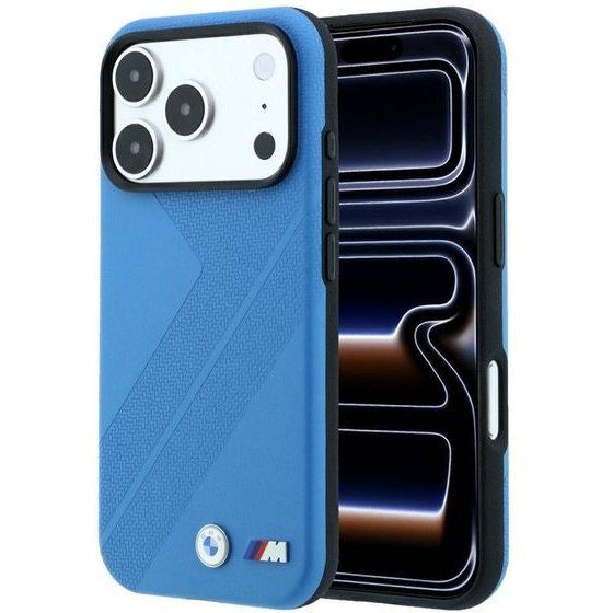 BMW Etui M Tire Track Metal Logo Magsafe Do Iphone 18 Pro / 17 Pro Niebieski - (BMHMP18L26SWPDKB)