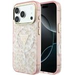 Guess Case Iml Leopard Glitter Triangle Logo Magsafe For Iphone 18 Pro / Iphone 17 Pro Pink - (GUHMP18LHLEGTGLP)