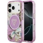 Guess Etui Iml Glitter Flowers Triangle Magsafe Do Iphone 18 Pro / 17 Pro Fioletowy - (GUHMP18LHFLPEDU)