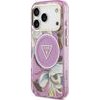 Guess Etui Iml Glitter Flowers Triangle Magsafe Do Iphone 18 Pro / 17 Pro Fioletowy - (GUHMP18LHFLPEDU)
