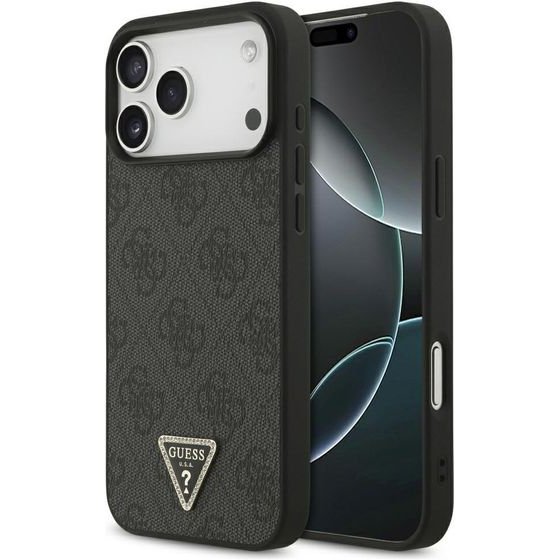 Guess Etui Leather 4G Triangle Strass Magsafe Do Iphone 18 Pro Max / 17 Pro Max Czarny - (GUHMP18XP4TDPLK)