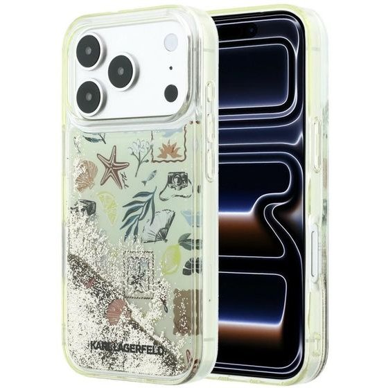 Karl Lagerfeld Case Liquid Glitter Beach & Sand For Iphone 18 Pro / Iphone 17 Pro Beige - (KLHCP18L6LCSPCE)