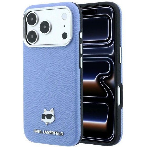 Karl Lagerfeld Etui Grained Choupette Head Metal Magsafe Do Iphone 18 Pro / 17 Pro Jasnoniebieski - (KLHMP18L6PSCHLB)