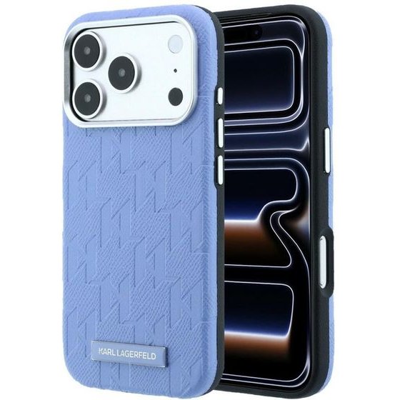 Karl Lagerfeld Etui Grained Mono Resin Logo Magsafe Do Iphone 18 Pro / 17 Pro Jasnoniebieski - (KLHMP18L6PWKLMHB)