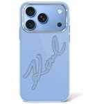 Karl Lagerfeld Etui Iml Big Signature Resin Metal Frame Do Iphone 18 Pro / 17 Pro Niebieski - (KLHCP18L6HCKSRB)