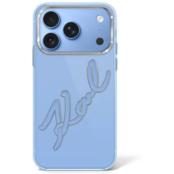Karl Lagerfeld Etui Iml Big Signature Resin Metal Frame Do Iphone 18 Pro / 17 Pro Niebieski - (KLHCP18L6HCKSRB)