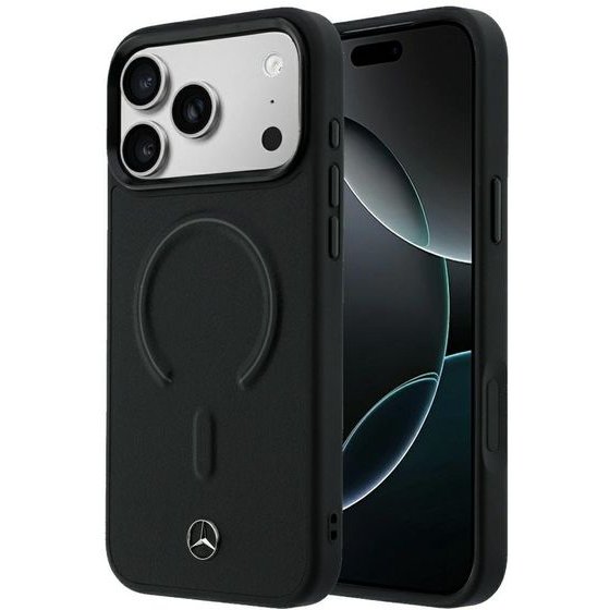 MERCEDES Case Leather 3D Magsafe For Iphone 18 Pro / 17 Pro Black - (MEHMP18L25PEMMOK)