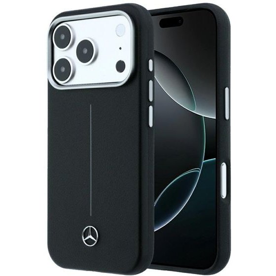 MERCEDES Case Leather Semi Wrap Iconic Line Magsafe For Iphone 18 Pro Max / 17 Pro Max Black - (MEHMP18X25PFWSTK)