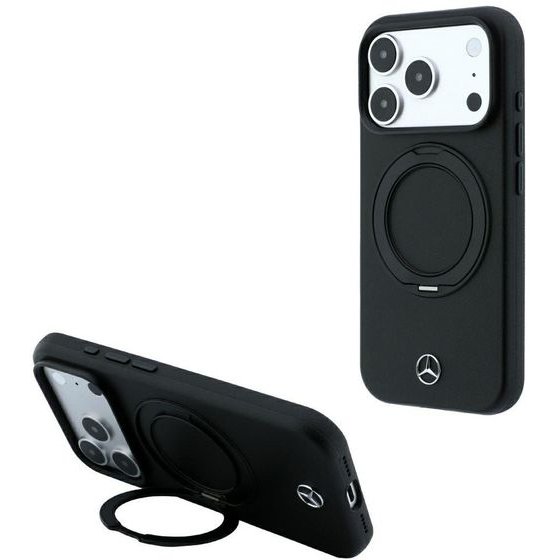 MERCEDES Etui Leather With Ring Stand Magsafe Do Iphone 18 Pro / 17 Pro Czarny - (MEHMP18L25PRSMOK)