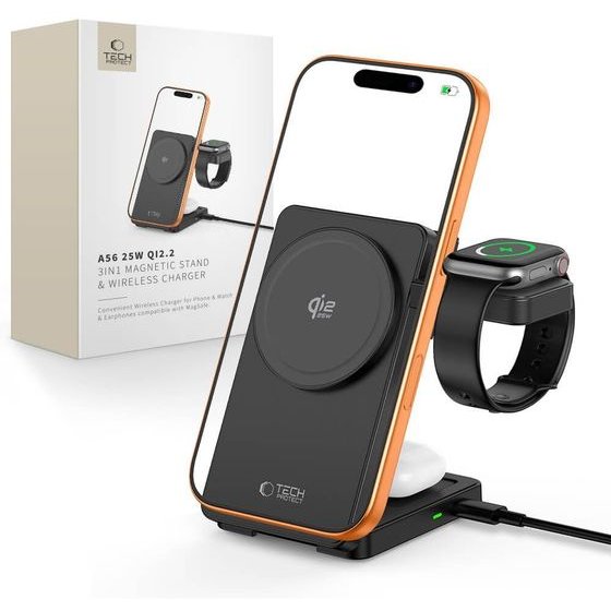 Tech-Protect A56 3IN1 Magnetic Magsafe Wireless Charger 25W QI2.2 BLACK