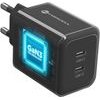 FORCELL Phone Charger F-Energy Gan Iii Crystal Color 2x Usb C Avs SSFC3.0 60W + Silicone Cable Usb C To Usb C VT-60 black