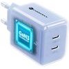 FORCELL Phone Charger F-Energy Gan Iii Crystal Color 2x Usb C Avs SSFC3.0 60W + Silicone Cable Usb C To Usb C VT-60 blue