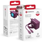 FORCELL Phone Charger F-Energy Gan Iii Crystal Color 2x Usb C Avs SSFC3.0 60W + Silicone Cable Usb C To Usb C VT-60 burgund