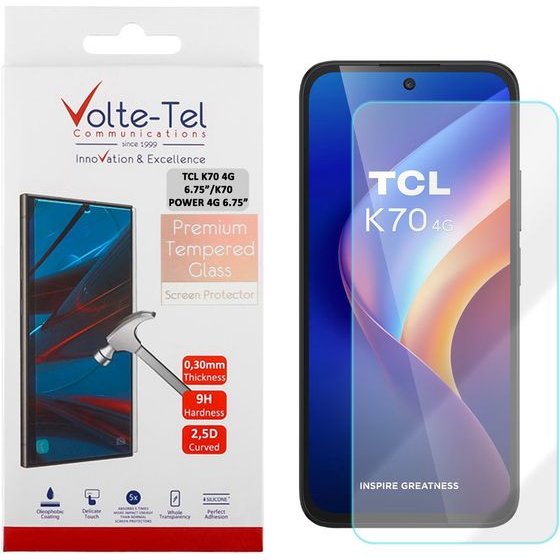 Volte-Tel Tempered Glass Tcl K70 4G 6.75in/K70 Power 4G 6.75in 9H 0.30mm 2.5D Full GLUE - (5205308427558)