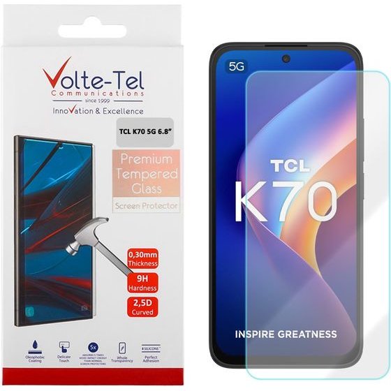 Volte-Tel Tempered Glass Tcl K70 5G 6.8in 9H 0.30mm 2.5D Full GLUE - (5205308427541)