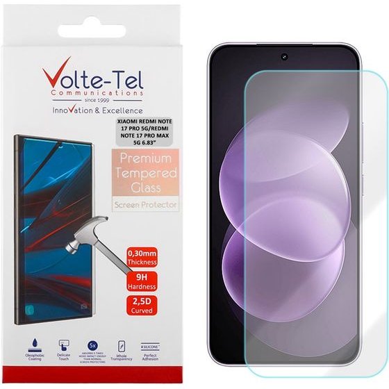 Volte-Tel Tempered Glass Xiaomi Redmi Note 17 Pro 5G/Redmi Note 17 Pro Max 5G 6.83in 9H 0.30mm 2.5D Full GLUE - (5205308427572)