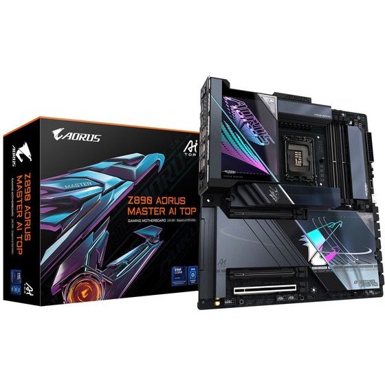 Gigabyte Z890 Aorus Master Ai Top Motherboard - Supports Intel Core Ultra (Series 2) CPUs, 20+1+2 Phases VRM, Up To 9500MHz DDR5 (OC), Pcie 5.0 M.2, Wi-Fi 7, Thunderbolt 4 - (Z890 A Master Ai TOP)