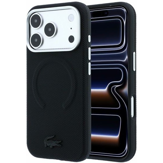 LACOSTE Pvc Petit Pique Semi Wrap Embossed Magsafe Case For Iphone 18 Pro Max Black - (LCHMP18X6PSWPTOK)