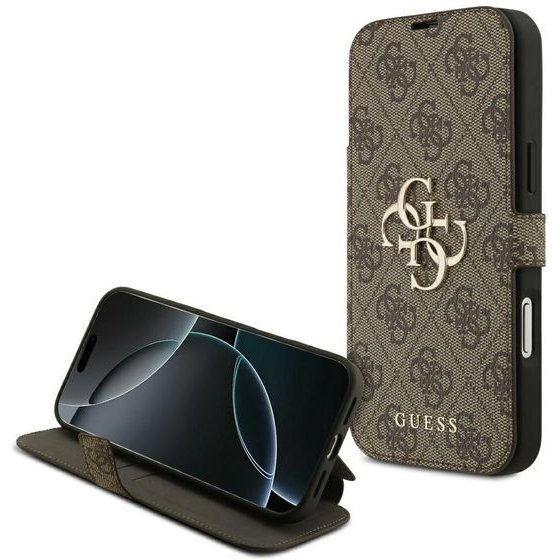 Guess Book 4G Metal Logo Case For Iphone 18 Pro Max / Iphone 17 Pro Max Brown - (GUBKP18X4GMGBR)