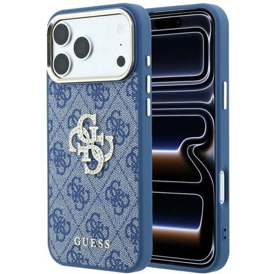 Guess Case 4G & Big Strass Logo For Iphone 18 Pro Max / Iphone 17 Pro Max Blue - (GUHCP18X6P4DSMLB)