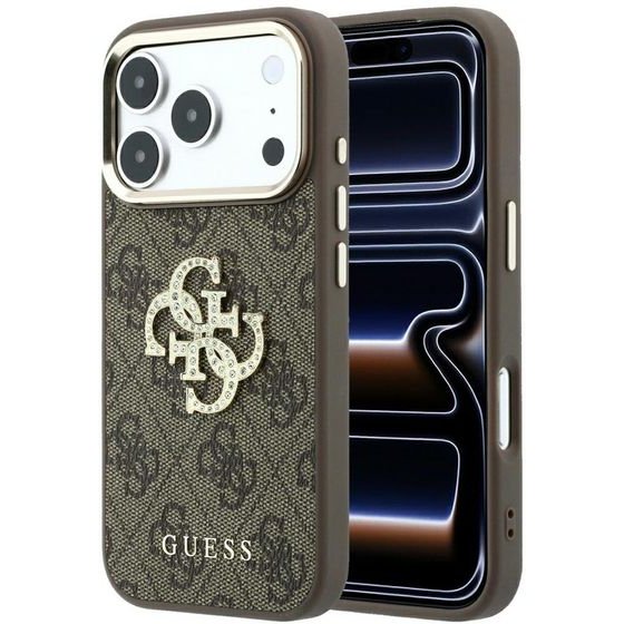 Guess Case 4G & Big Strass Logo For Iphone 18 Pro Max / Iphone 17 Pro Max Brown - (GUHCP18X6P4DSMLW)
