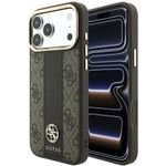 Guess Case 4G With Stripe Round And Classic Logos Magsafe For Iphone 18 Pro / Iphone 17 Pro Brown - (GUHMP18L6P4G4RCW)