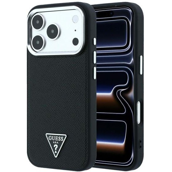 Guess Case Grained Triangle Logo Magsafe For Iphone 18 Pro / 17 Pro Black - (GUHMP18LPGSMTLSK)