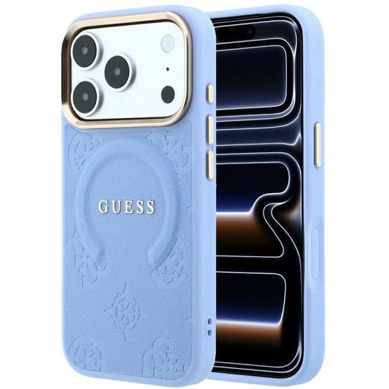 Guess Case Saffiano Peony & Ring Magsafe For Iphone 18 Pro / 17 Pro Light Blue - (GUHMP18LPSAMSECB)