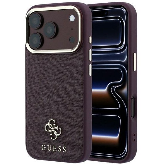 Guess Case Saffiano Small 4G & Classic Logo Magsafe For Iphone 18 Pro / 17 Pro Burgundy - (GUHMP18L6PSA4DMU)