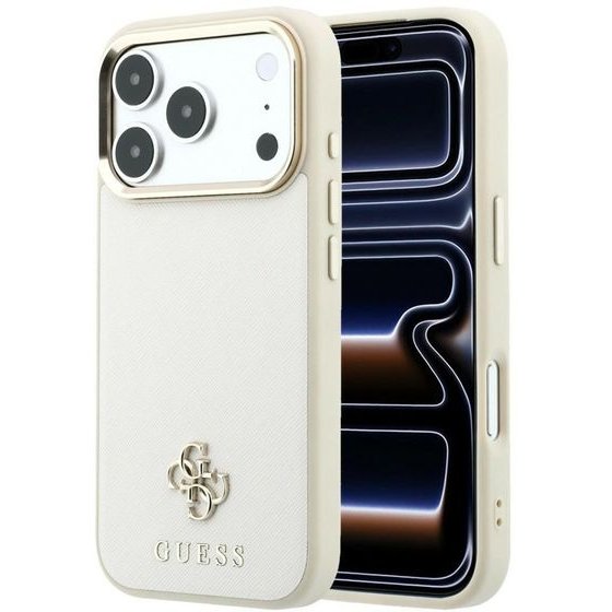Guess Case Saffiano Small 4G & Classic Logo Magsafe For Iphone 18 Pro Max / 17 Pro Max Beige - (GUHMP18X6PSA4DME)