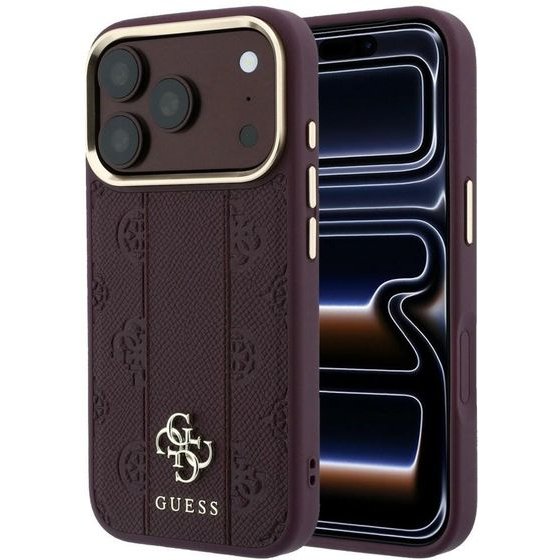 Guess Case Stripe Peony 4G Logo Magsafe For Iphone 18 Pro / 17 Pro Burgundy - (GUHMP18L6PGSU4EU)