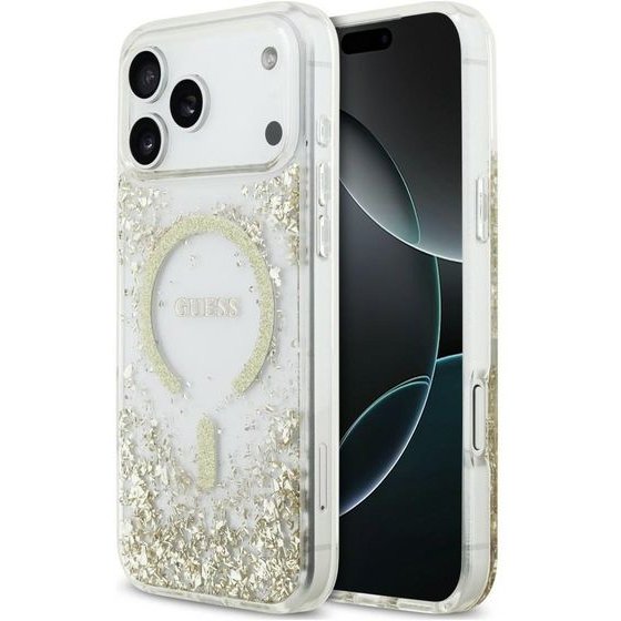 Guess Resin Bottom Glitter Magsafe Case For Iphone 18 Pro Max / Iphone 17 Pro Max Gold - (GUHMP18XRGRGED)