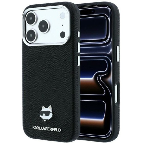 Karl Lagerfeld Etui Grained Choupette Head Metal Magsafe Do Iphone 18 Pro Max / 17 Pro Max Czarny - (KLHMP18X6PSCHLK)