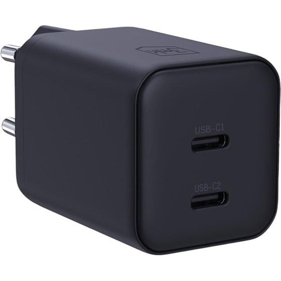 3MK - Wall Charger Hyper - 2x Type-C, Gan Technology, Pd 45W - Black