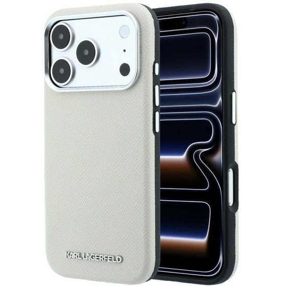 Karl Lagerfeld Grained Elongated Logo Magsafe Case For Iphone 17 Pro Max / 18 Pro Max - Beige - (KF003318-0)