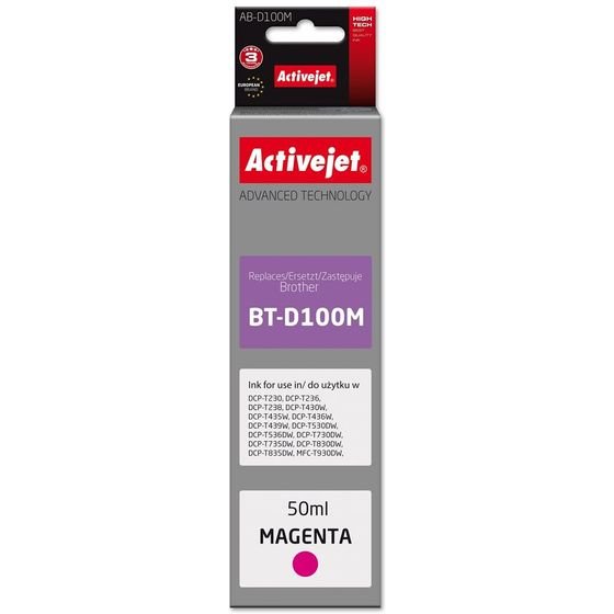 Activejet Ink Cartridge For Brother printers, Replacement For Brother BT-D100M; Supreme; 50 ml; Magenta - (AB-D100M)