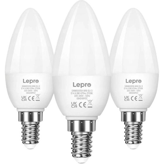 LEPRO ��������� LED E14, C37, 4,2 W (40 W), 470 lm, 2700 K (����� �����), 250�, ���������� 3 �������� - (600059-WW-EU-3)