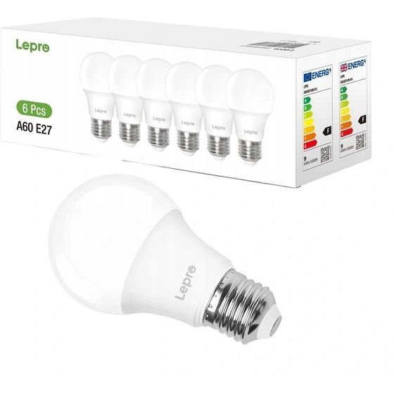 LEPRO ��������� LED E27, A60, 8,5 W (60 W), 806 lm, 6500 K (����� �����), 180�, ���������� 6 �������� - (100090-DW-EU-6)